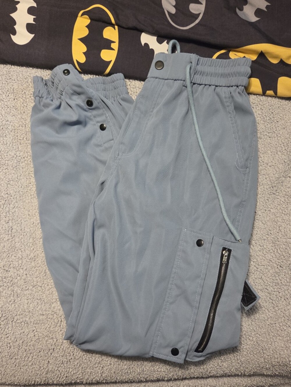 Women's Light Blue Drawstring Cargo Jogger Pants